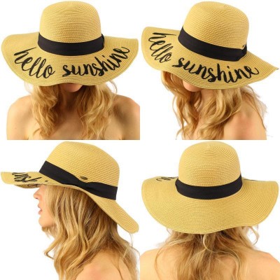 Hello Sunshine Wide Brim 4" Summer Derby Beach Pool Floppy Dress Sun Hat No Tax 799705295629 eb-16886568